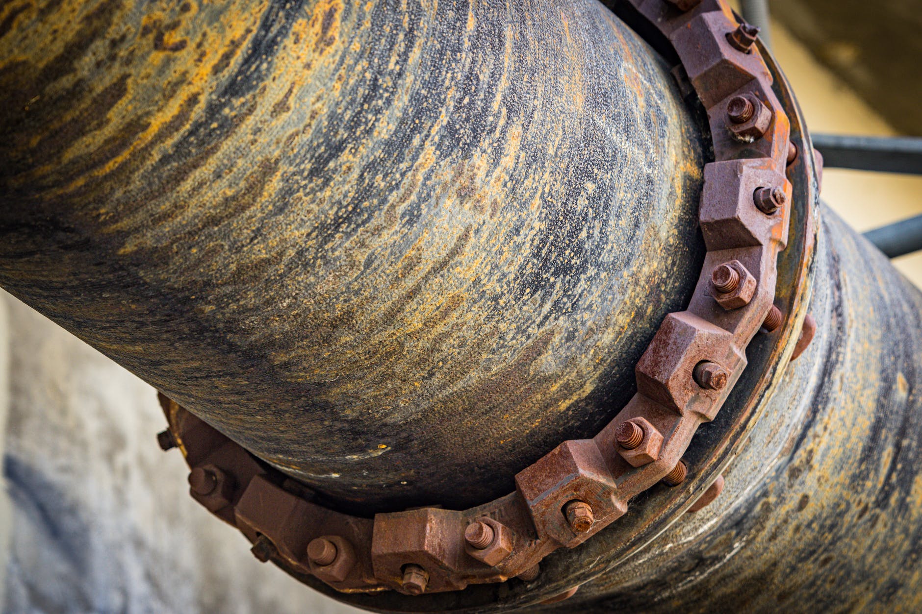 rusty screws on pipe